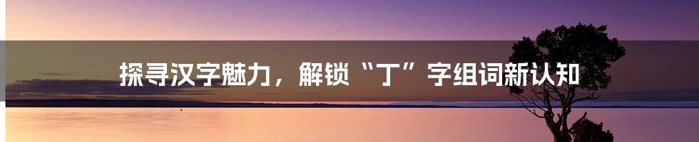 探寻汉字魅力，解锁“丁”字组词新认知