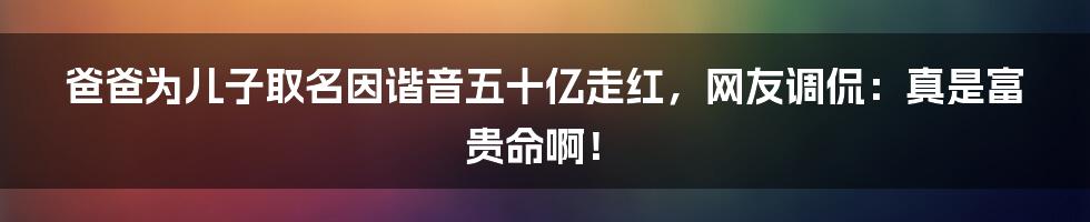 爸爸为儿子取名因谐音五十亿走红，网友调侃：真是富贵命啊！