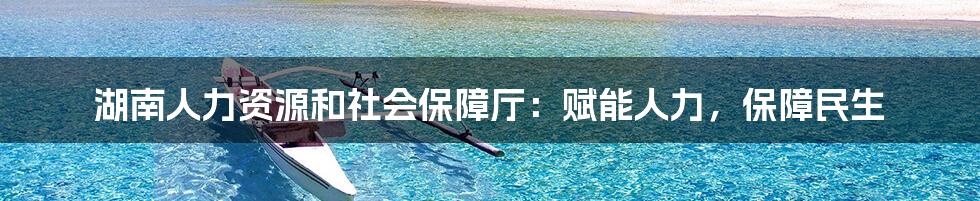 湖南人力资源和社会保障厅：赋能人力，保障民生