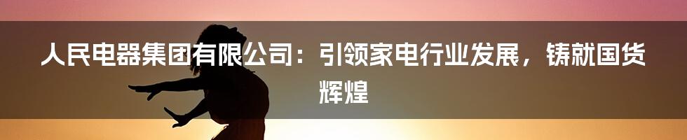 人民电器集团有限公司：引领家电行业发展，铸就国货辉煌