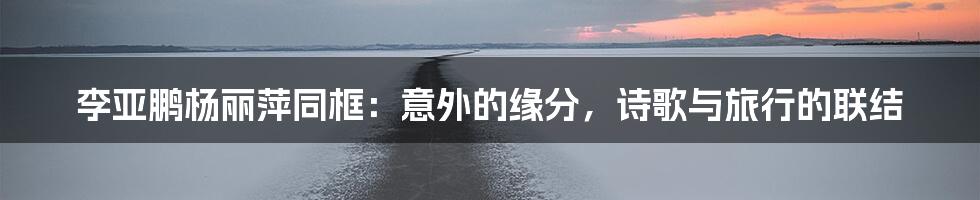 李亚鹏杨丽萍同框：意外的缘分，诗歌与旅行的联结