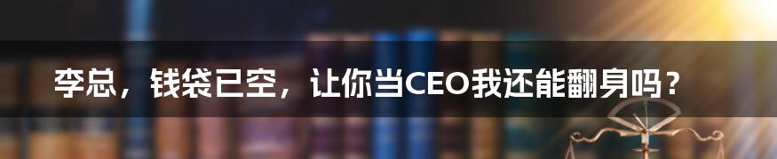 李总，钱袋已空，让你当CEO我还能翻身吗？