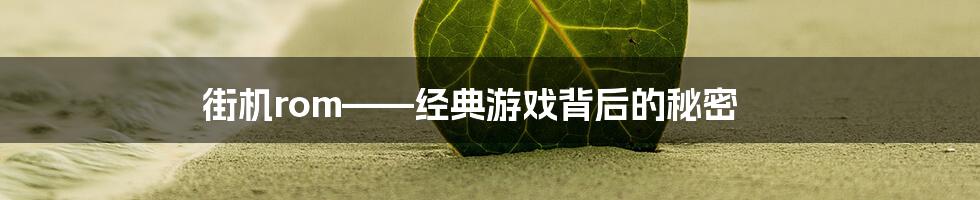 街机rom——经典游戏背后的秘密