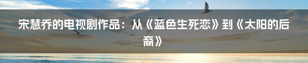 宋慧乔的电视剧作品：从《蓝色生死恋》到《太阳的后裔》