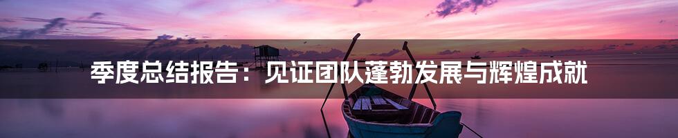 季度总结报告：见证团队蓬勃发展与辉煌成就