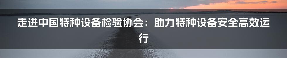 走进中国特种设备检验协会：助力特种设备安全高效运行