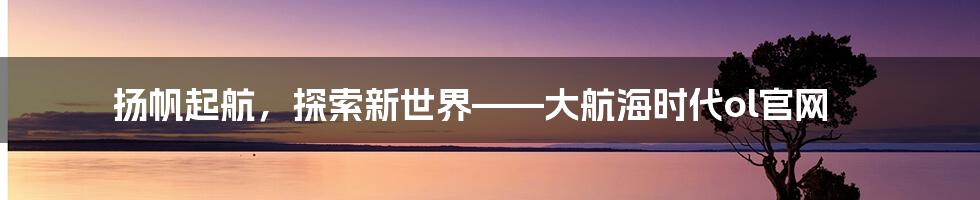 扬帆起航，探索新世界——大航海时代ol官网