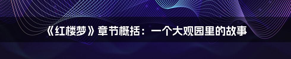 《红楼梦》章节概括：一个大观园里的故事