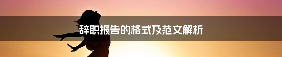 辞职报告的格式及范文解析