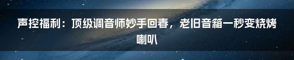 声控福利：顶级调音师妙手回春，老旧音箱一秒变烧烤喇叭