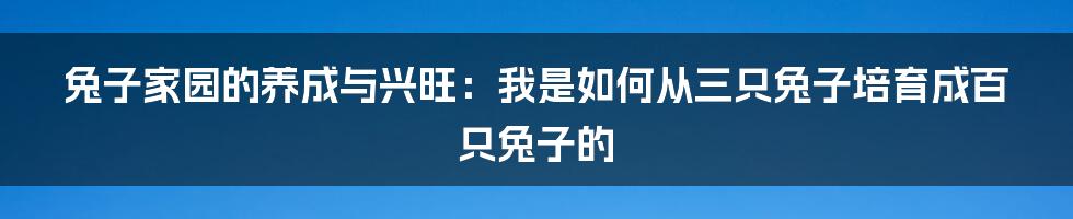 兔子家园的养成与兴旺：我是如何从三只兔子培育成百只兔子的