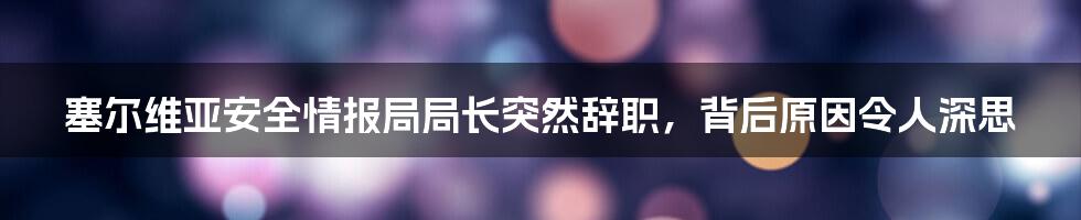 塞尔维亚安全情报局局长突然辞职，背后原因令人深思