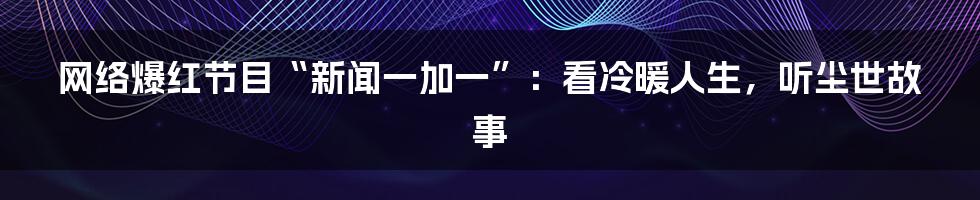 网络爆红节目“新闻一加一”：看冷暖人生，听尘世故事