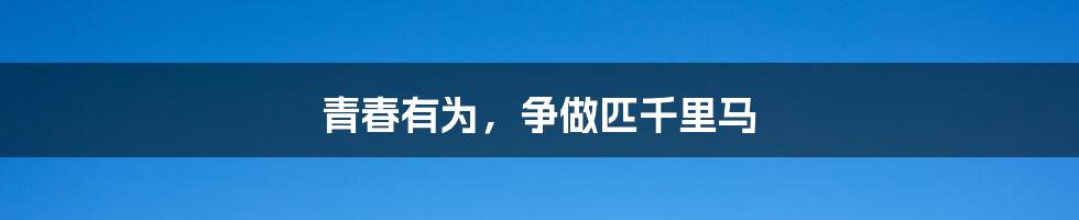 青春有为，争做匹千里马