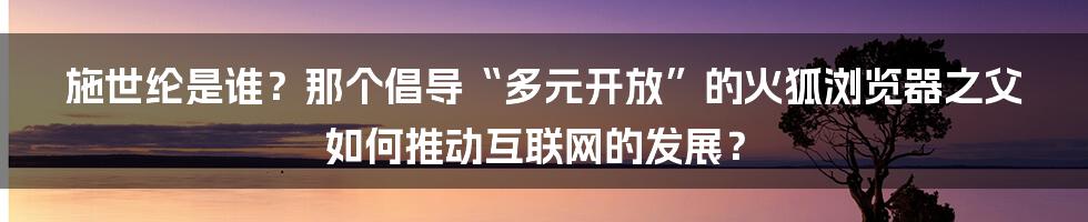 施世纶是谁？那个倡导“多元开放”的火狐浏览器之父如何推动互联网的发展？