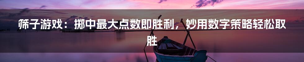 筛子游戏：掷中最大点数即胜利，妙用数字策略轻松取胜