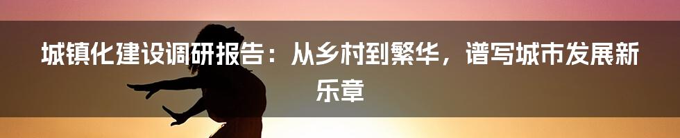 城镇化建设调研报告：从乡村到繁华，谱写城市发展新乐章