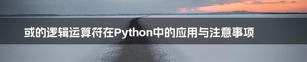 或的逻辑运算符在Python中的应用与注意事项