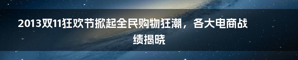 2013双11狂欢节掀起全民购物狂潮，各大电商战绩揭晓