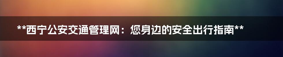 **西宁公安交通管理网：您身边的安全出行指南**