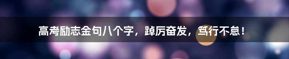 高考励志金句八个字，踔厉奋发，笃行不怠！