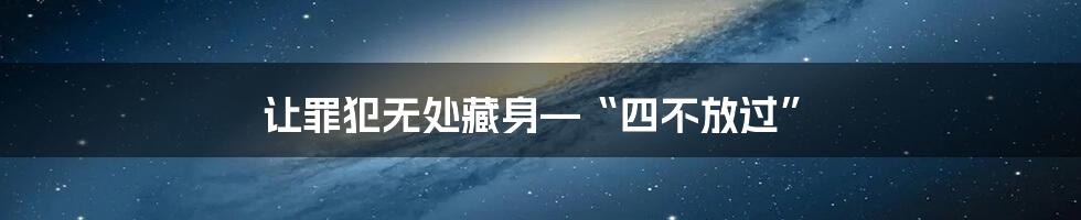 让罪犯无处藏身—“四不放过”