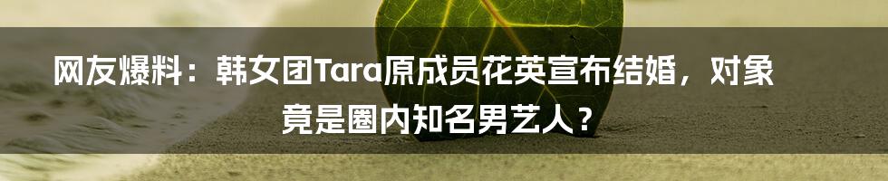 网友爆料：韩女团Tara原成员花英宣布结婚，对象竟是圈内知名男艺人？