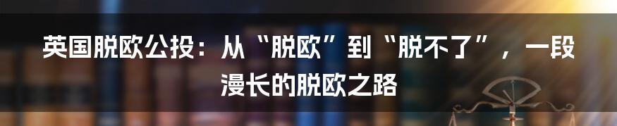 英国脱欧公投：从“脱欧”到“脱不了”，一段漫长的脱欧之路