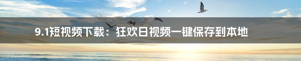 9.1短视频下载：狂欢日视频一键保存到本地