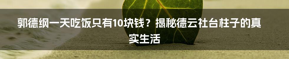 郭德纲一天吃饭只有10块钱？揭秘德云社台柱子的真实生活