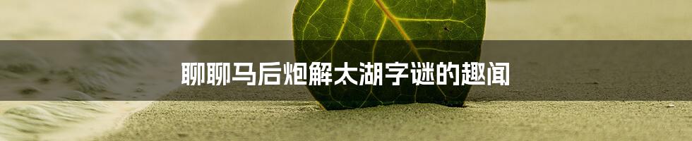 聊聊马后炮解太湖字谜的趣闻