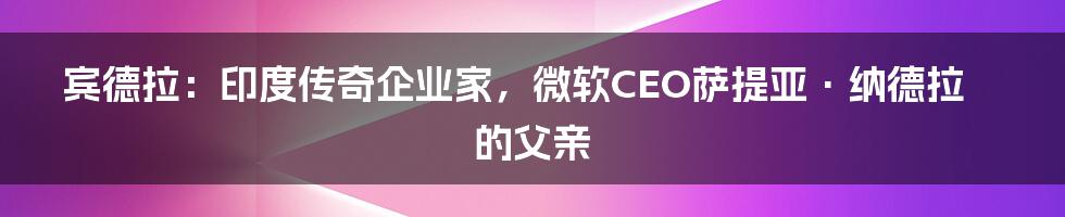 宾德拉：印度传奇企业家，微软CEO萨提亚·纳德拉的父亲