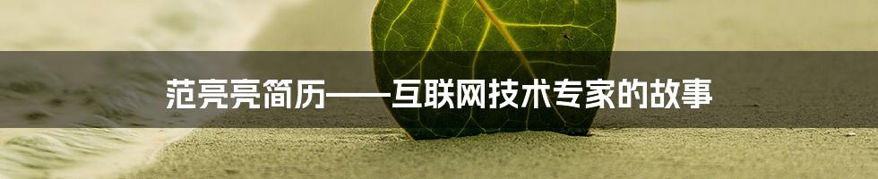 范亮亮简历——互联网技术专家的故事