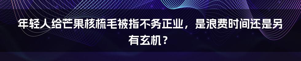 年轻人给芒果核梳毛被指不务正业，是浪费时间还是另有玄机？