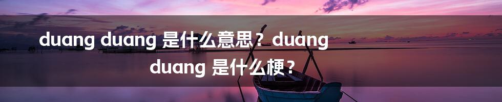 duang duang 是什么意思？duang duang 是什么梗？