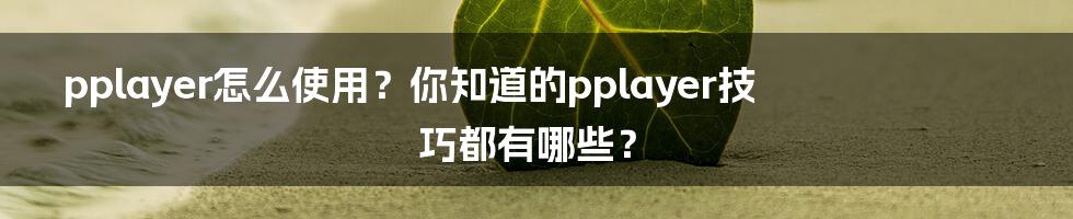 pplayer怎么使用？你知道的pplayer技巧都有哪些？