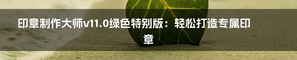 印章制作大师v11.0绿色特别版：轻松打造专属印章