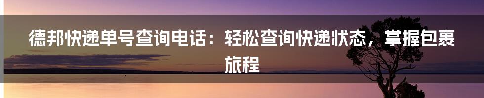 德邦快递单号查询电话：轻松查询快递状态，掌握包裹旅程