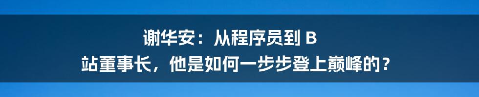 谢华安：从程序员到 B 站董事长，他是如何一步步登上巅峰的？