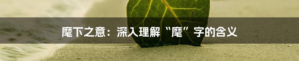 麾下之意：深入理解“麾”字的含义