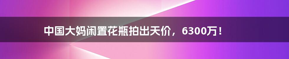 中国大妈闲置花瓶拍出天价，6300万！