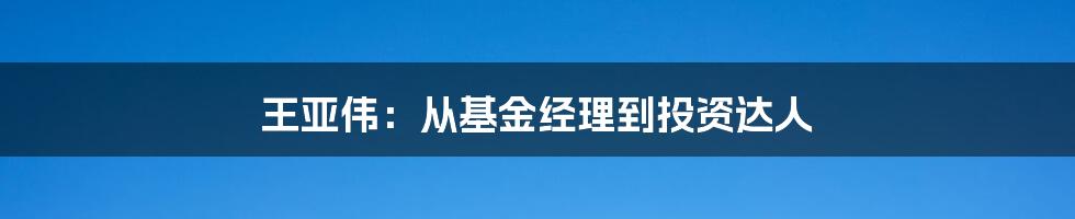 王亚伟：从基金经理到投资达人