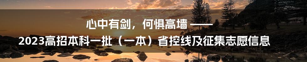 心中有剑，何惧高墙 —— 2023高招本科一批（一本）省控线及征集志愿信息