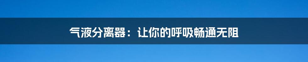 气液分离器：让你的呼吸畅通无阻