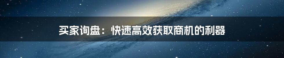 买家询盘：快速高效获取商机的利器