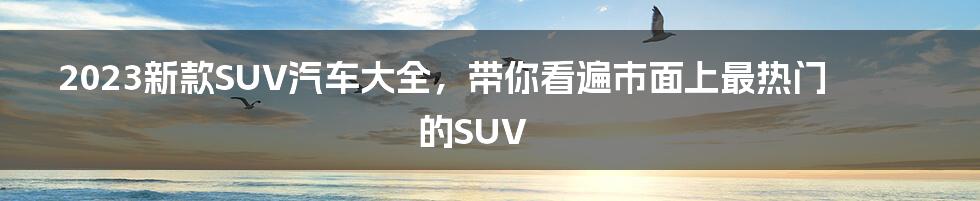 2023新款SUV汽车大全，带你看遍市面上最热门的SUV