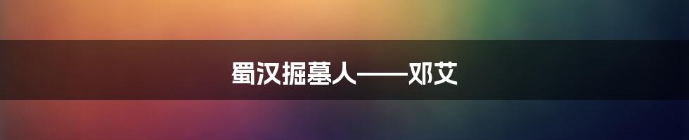 蜀汉掘墓人——邓艾