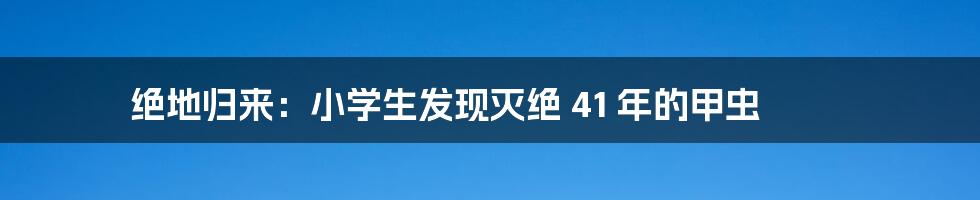 绝地归来：小学生发现灭绝 41 年的甲虫