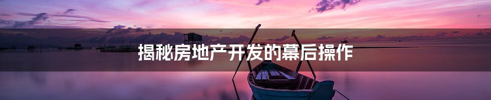 揭秘房地产开发的幕后操作