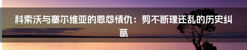 科索沃与塞尔维亚的恩怨情仇：剪不断理还乱的历史纠葛